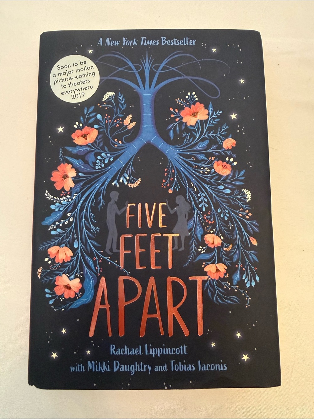 Five Feet Apart Hardcover Novel - Navy with Coral & Blue Floral Cover